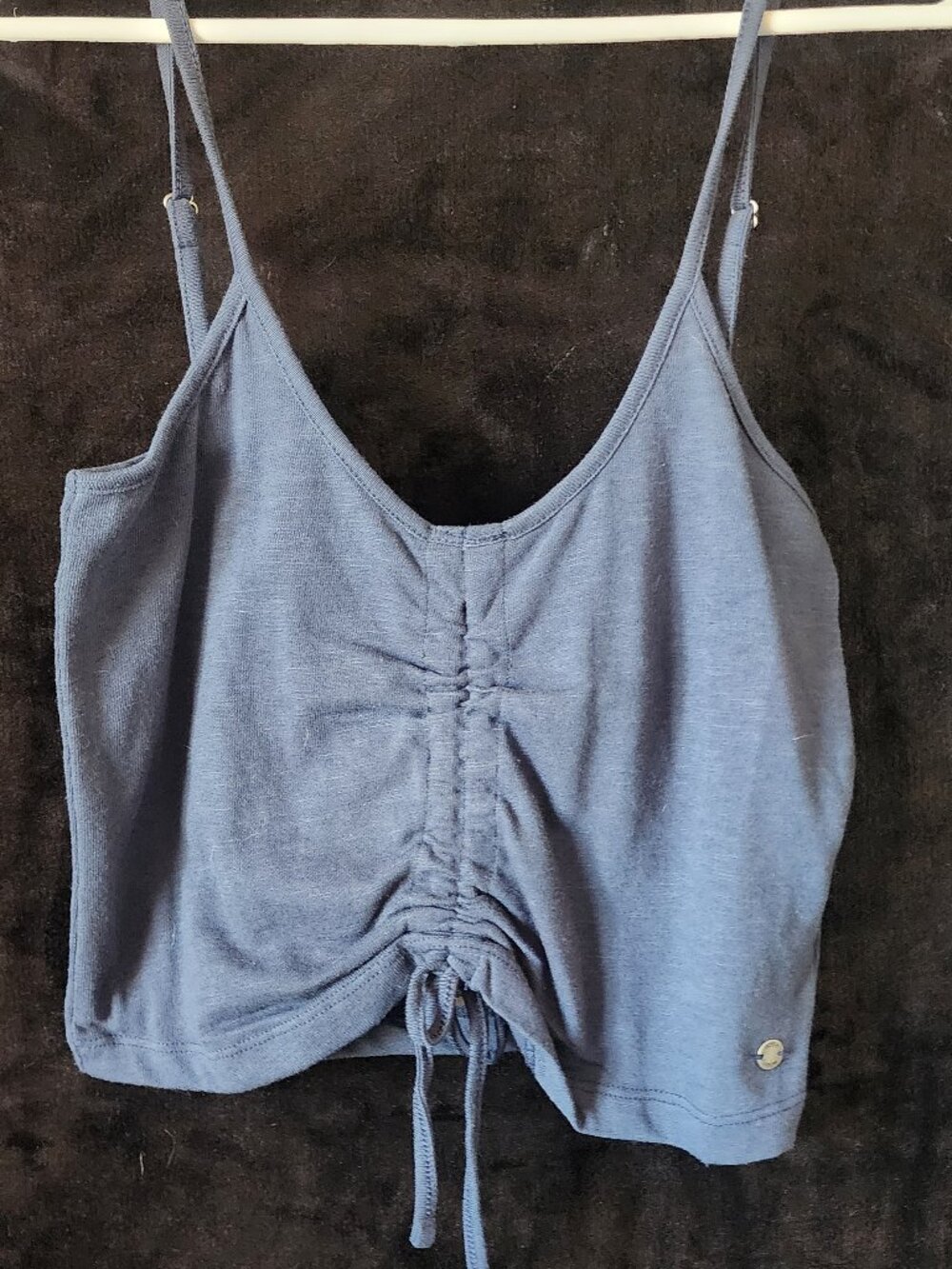Roxy Flirty Feels Ruched Crop Cami Blue NWT Medium